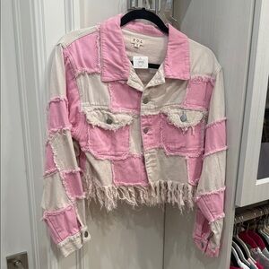 POL Pink and Cream Cropped Jacket